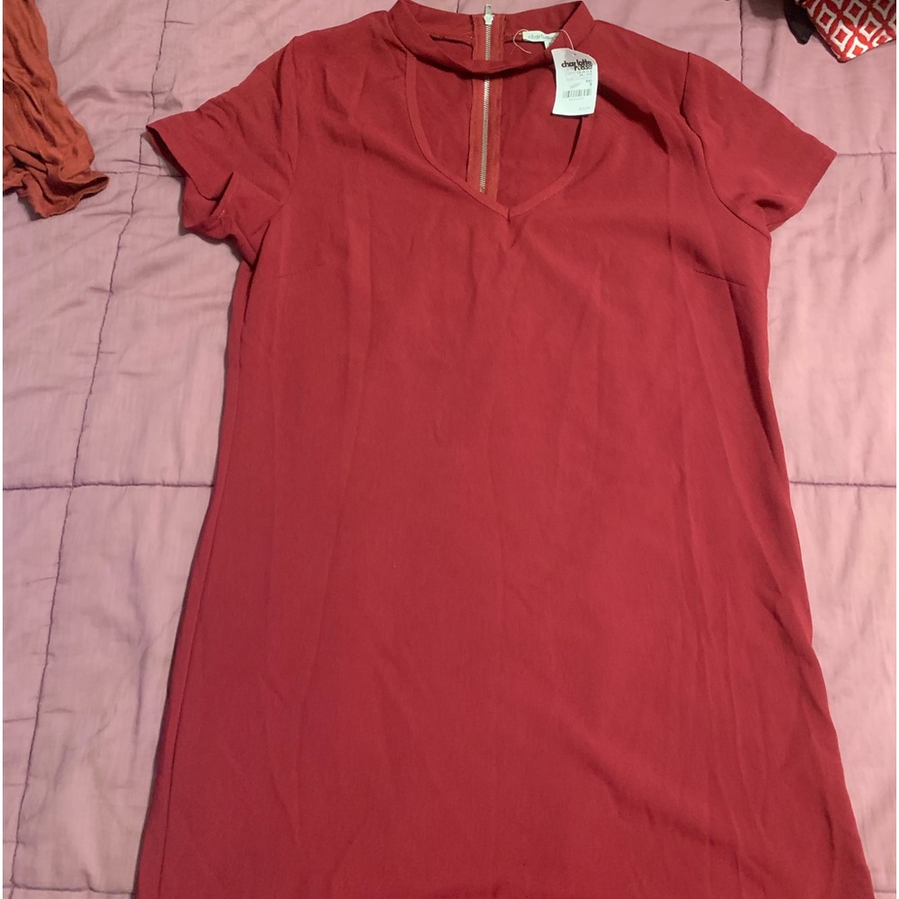 Red shift dress, cutout neck, brand new